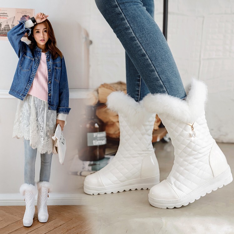 20220221546894028_750.jpg Women's Mid-Calf Fashion Boots - PU Upper, Faux Fur Lining, Flat Heel, Round Toe