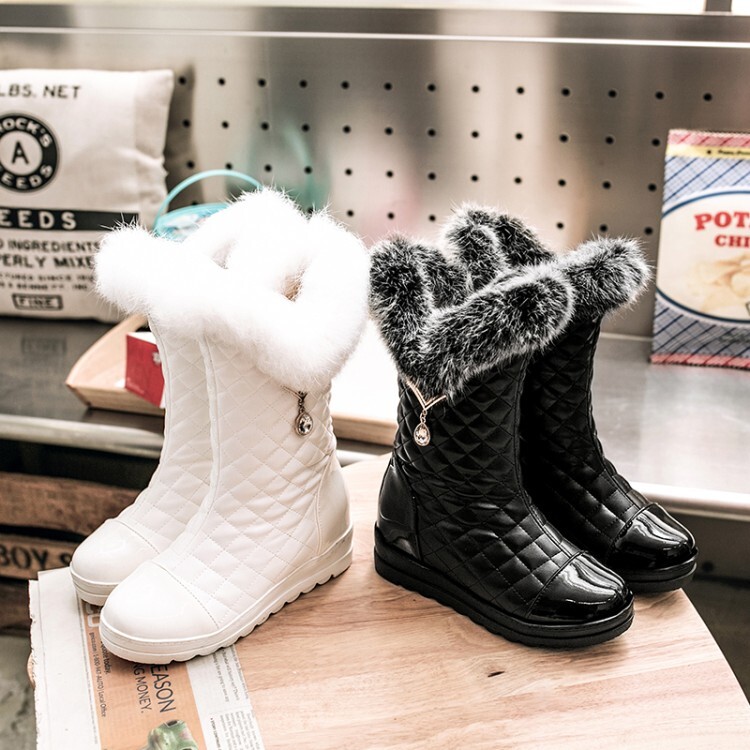 20220221546894032_750.jpg Women's Mid-Calf Fashion Boots - PU Upper, Faux Fur Lining, Flat Heel, Round Toe