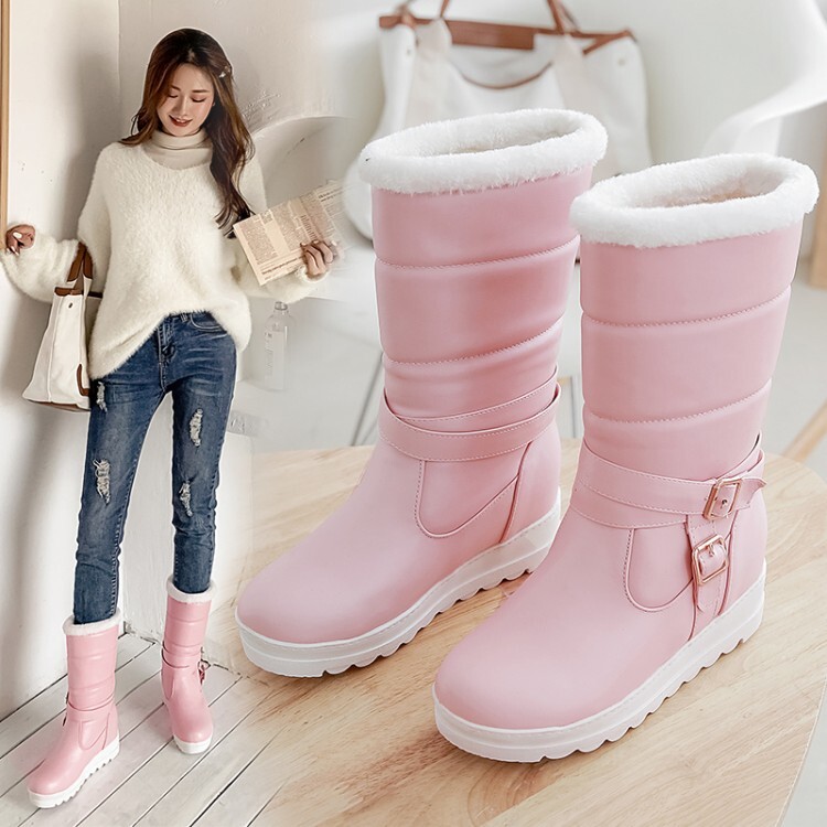 Women's Fashion Mid-Calf Boots PU Round Toe Winter - Style m.html