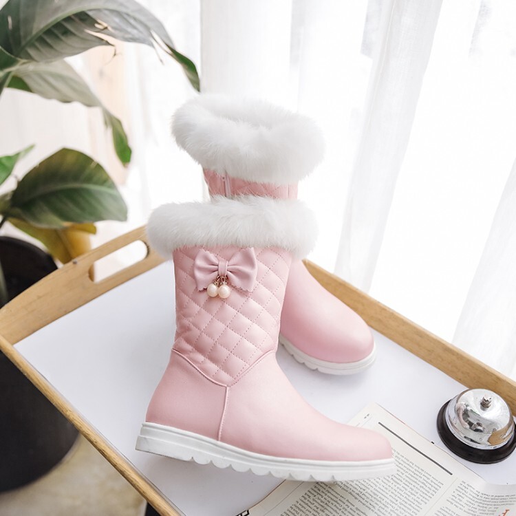 Women's Fashion Mid-Calf Boots with Flat Heel and Round Toe