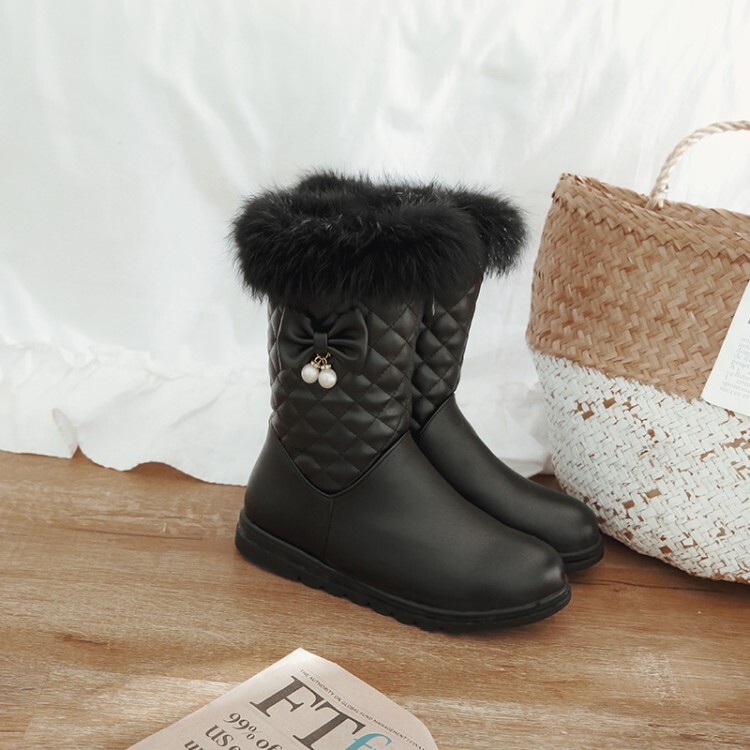 20220221659463036_750.jpg Women's Fashion Mid-Calf Boots with Flat Heel and Round Toe