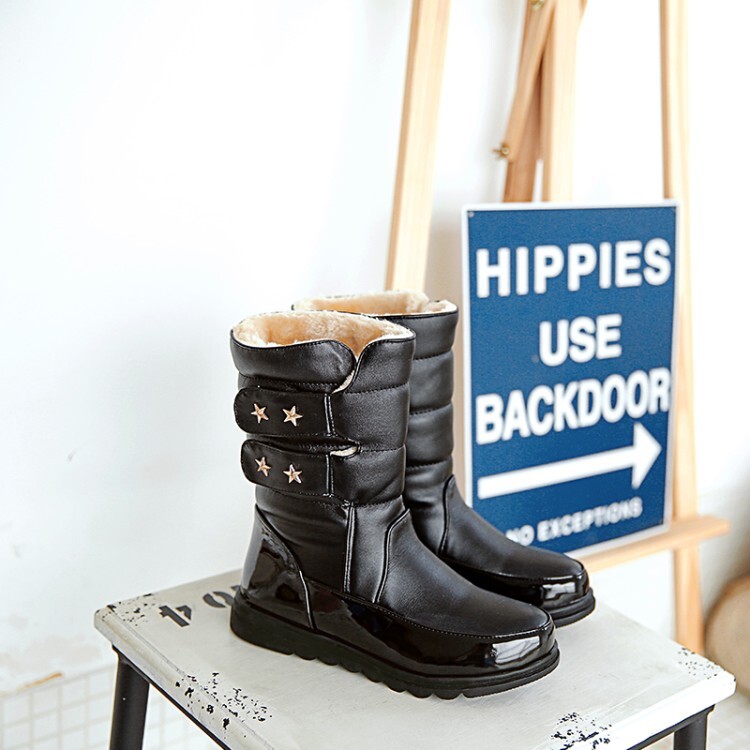 Women's Low Heel Flat Round Toe Mid Calf Fashion Boots
