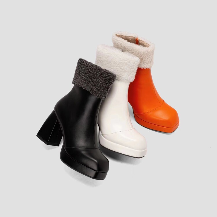 Women's Mid-Calf Fashion Boots with PU Upper and Round Toe