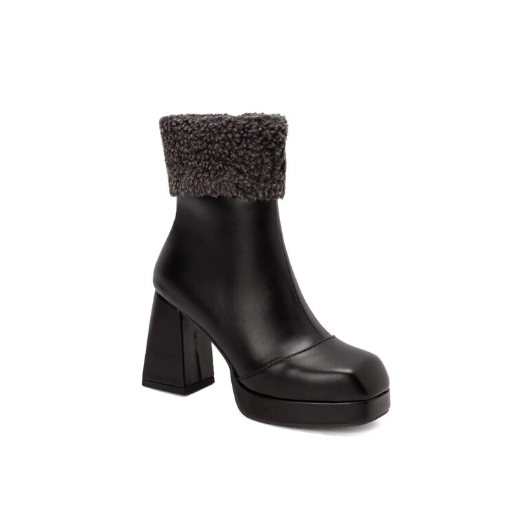 Women's Mid-Calf Fashion Boots with PU Upper and Round Toe