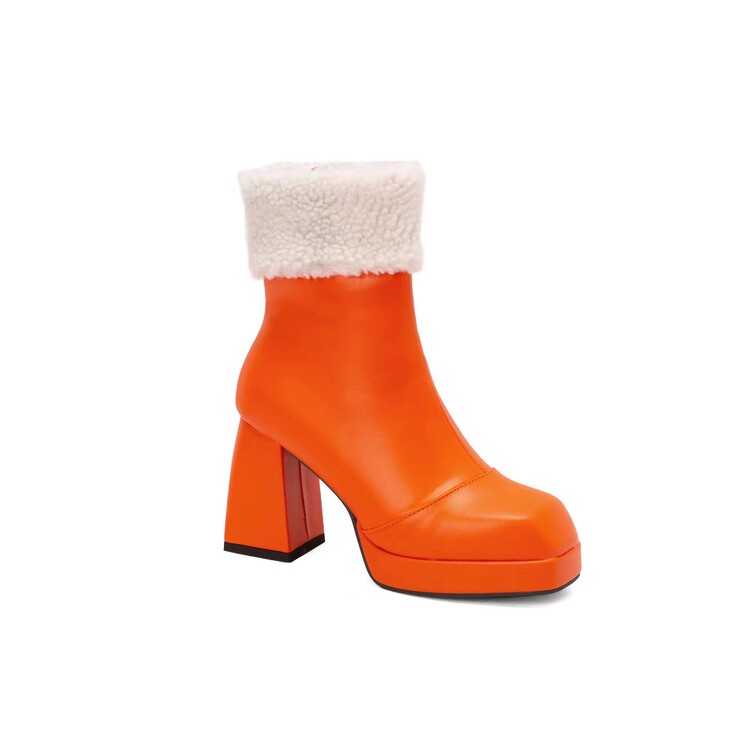 Women's Mid-Calf Fashion Boots with PU Upper and Round Toe