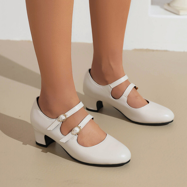 Women's Fashion Flat Shoes with Buckle and Belt Decoration
