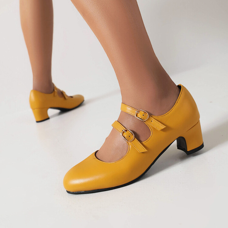 Women's Fashion Flat Shoes with Buckle and Belt Decoration