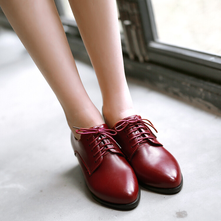 20230505378866022_750.jpg Women's Brogue Lace-Up Chunky Mid Heel Pointed Toe Shoes