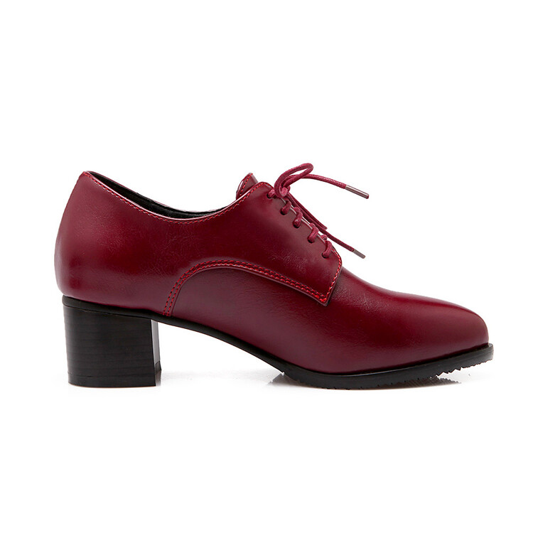 20230505378866034_750.jpg Women's Brogue Lace-Up Chunky Mid Heel Pointed Toe Shoes