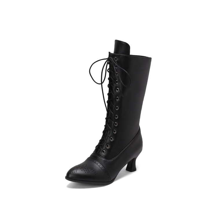 20231027395118001_750.jpg Women's High Shaft Pointed Toe Wine Glass Heel Fashion Boots