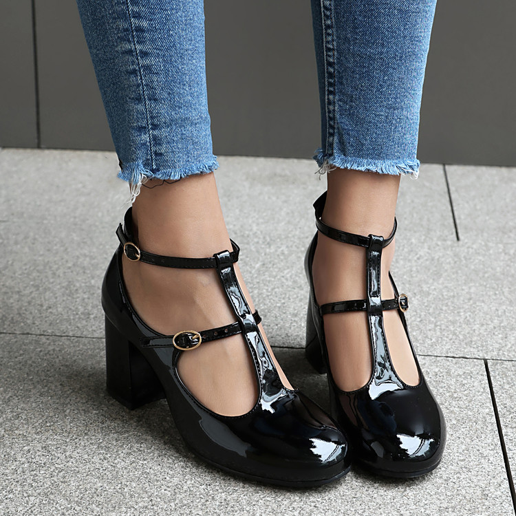 20250213318925020_750.jpg Elegant Mary Jane High Heel Shoes for Women - PU Upper Rubber Sole