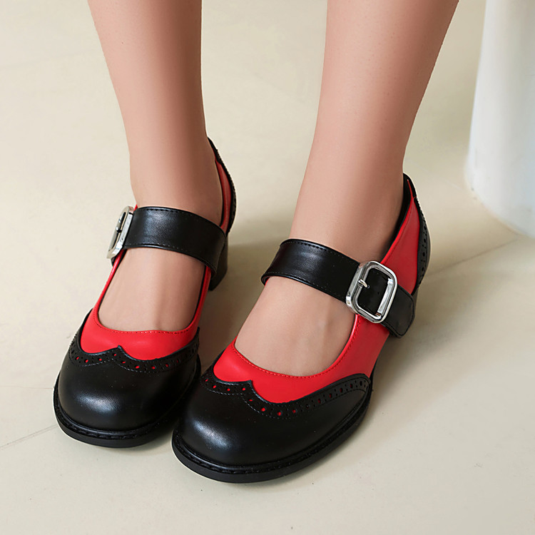 20250305853293023_750.jpg Women's Retro Mary Jane Flat Shoes with Buckle and Color Block