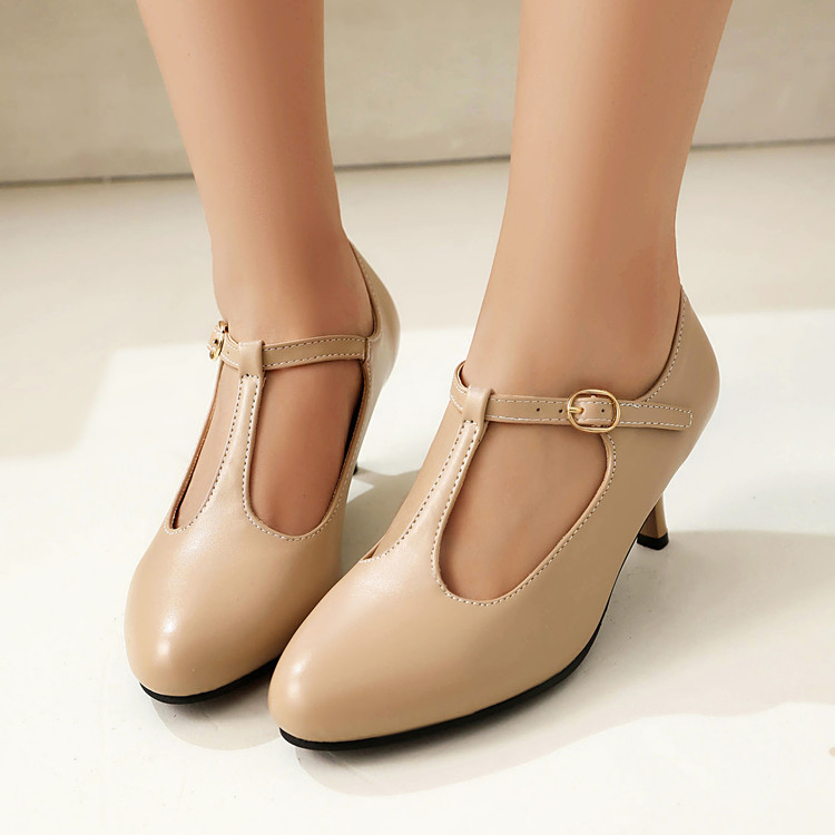 20250330590608026_750.jpg Retro Mary Jane High Heel Pumps for Women - PU Upper, Rubber Sole, Summer 2025