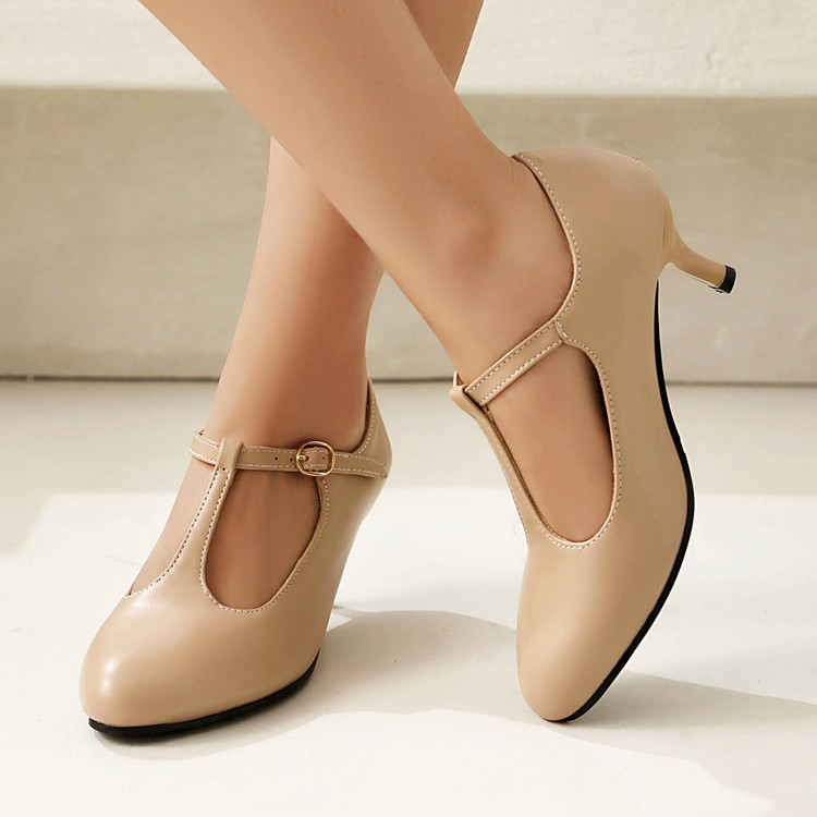 20250330590608027_750.jpg Retro Mary Jane High Heel Pumps for Women - PU Upper, Rubber Sole, Summer 2025