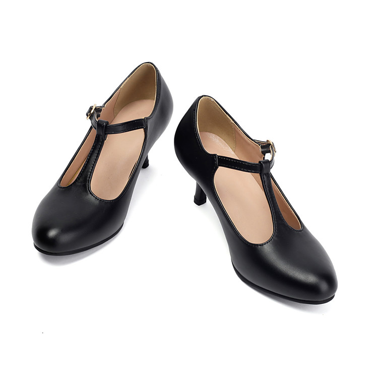 20250330590608030_750.jpg Retro Mary Jane High Heel Pumps for Women - PU Upper, Rubber Sole, Summer 2025